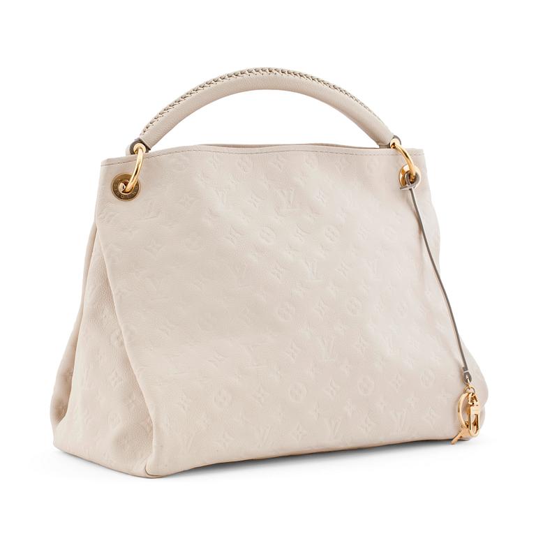 LOUIS VUITTON, a creme colored shoulder bag with embossed monogram print, "Artsy MM".