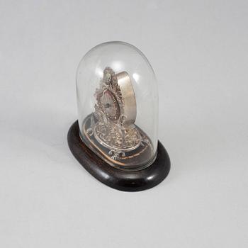 A 19th century miniature silver mantle clock.