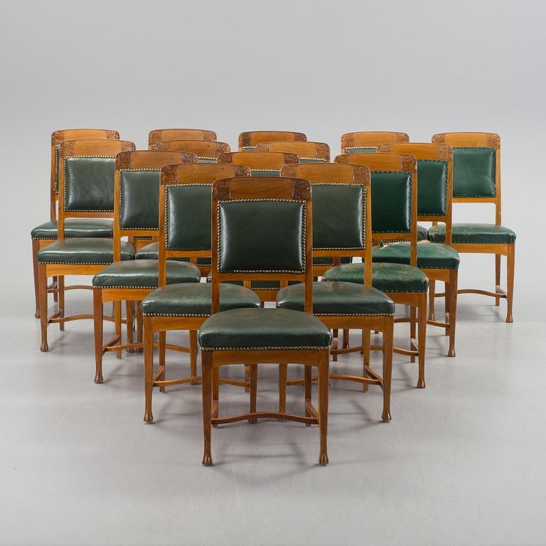 A set of 15 Swedish Art Noveau chairs, early 20th century.