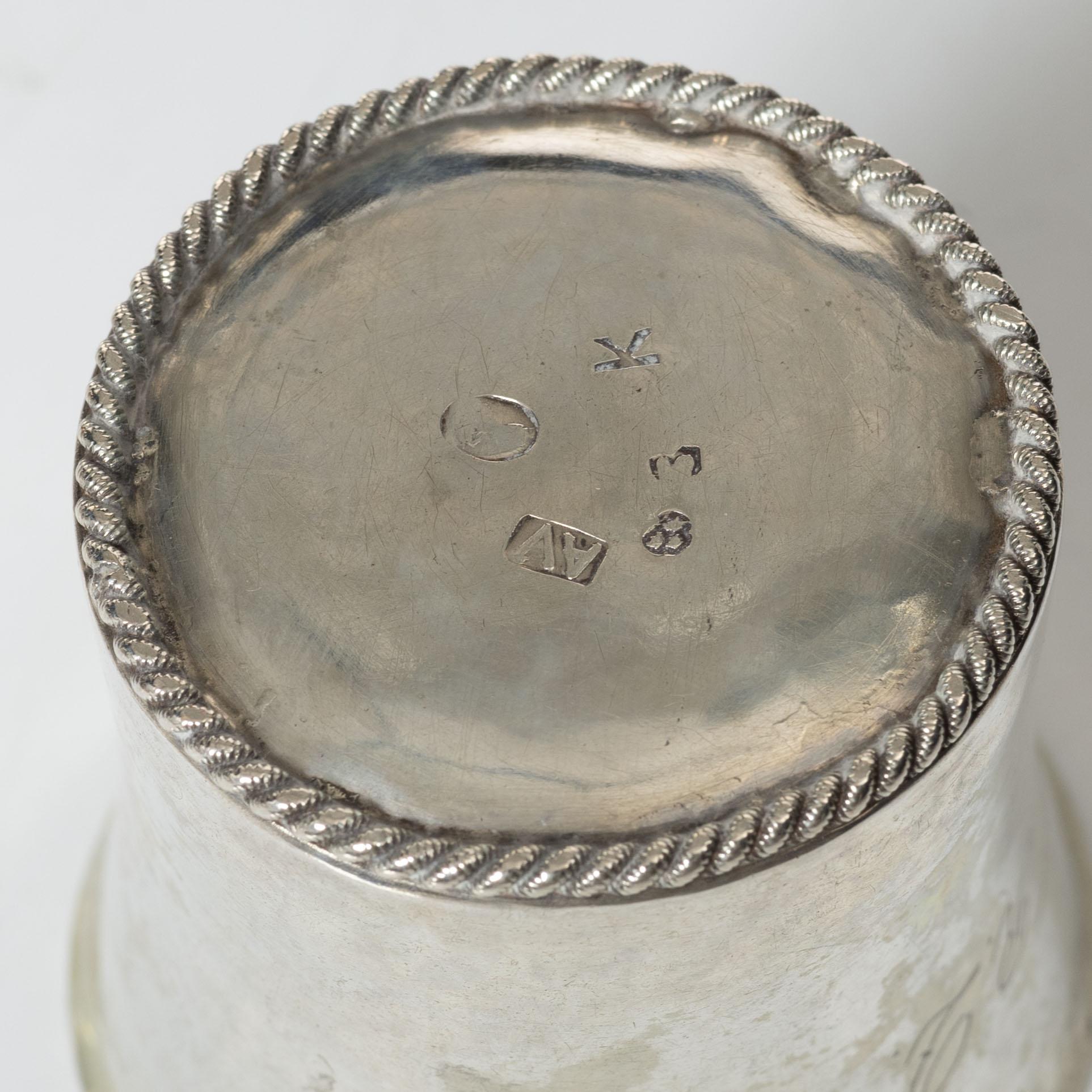 Bägare, ett par snarlika, samt supkoppar, ett par, silver, Sverige 1800-tal.