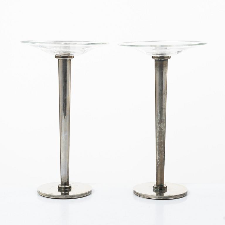 Ulla Christiansson, ljusstakar, ett par. "Gala", Metall och glas, Svenskt Tenn.