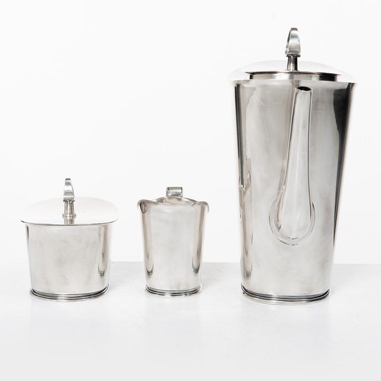 A three piece silver coffee-set, design Vera Ferngren, Guldsmedsaktiebolaget, Stockholm, Sweden 1964-1967.