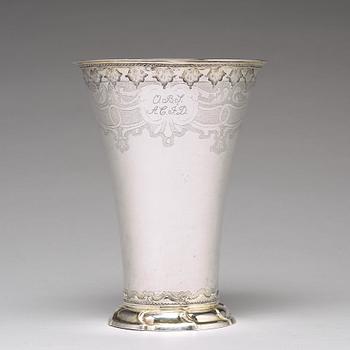 A Swedish 18th century parcel-gilt silver beaker, mark of Sven Örn, Stockholm 1757.