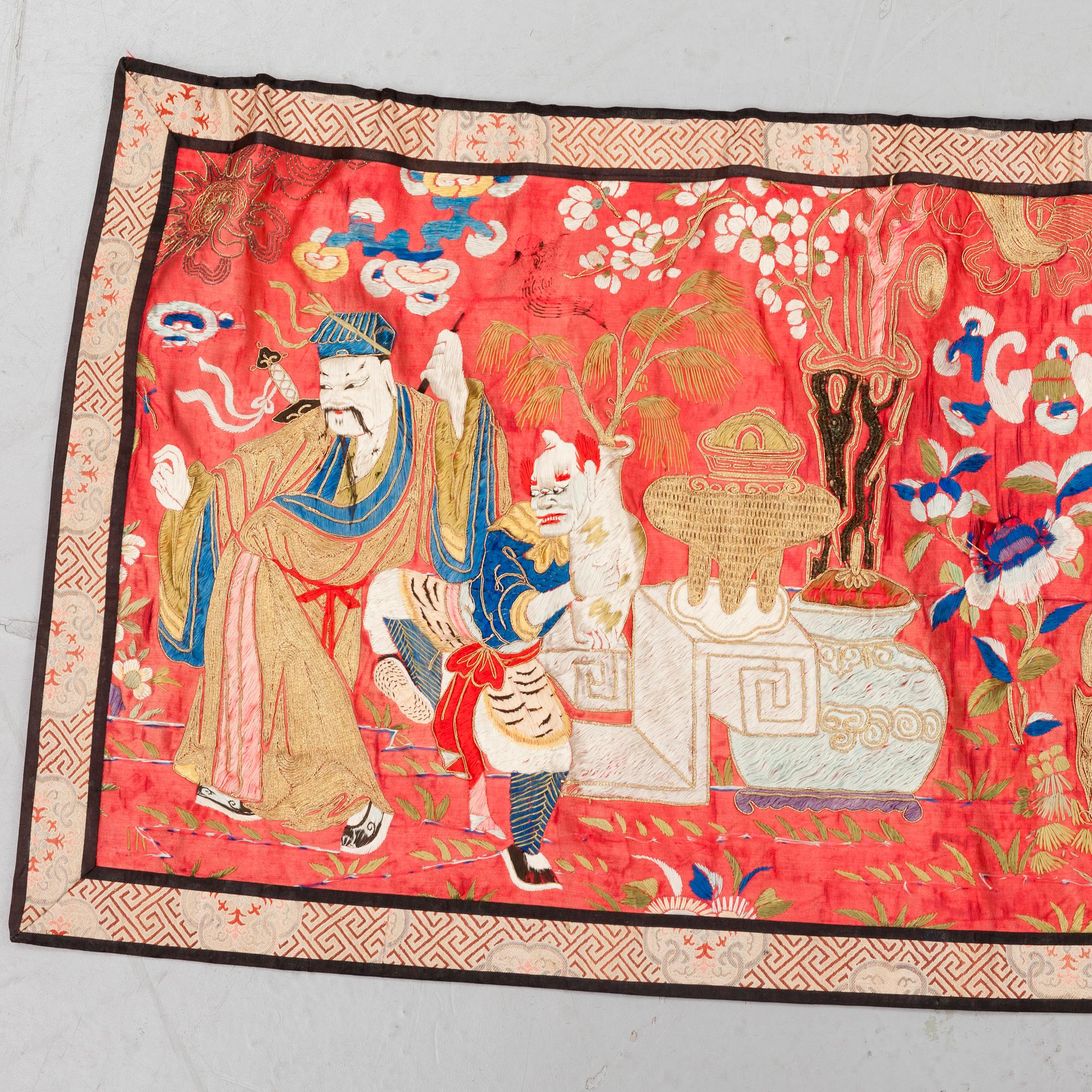 A Chinese embroidery on silk, circa 1900.
