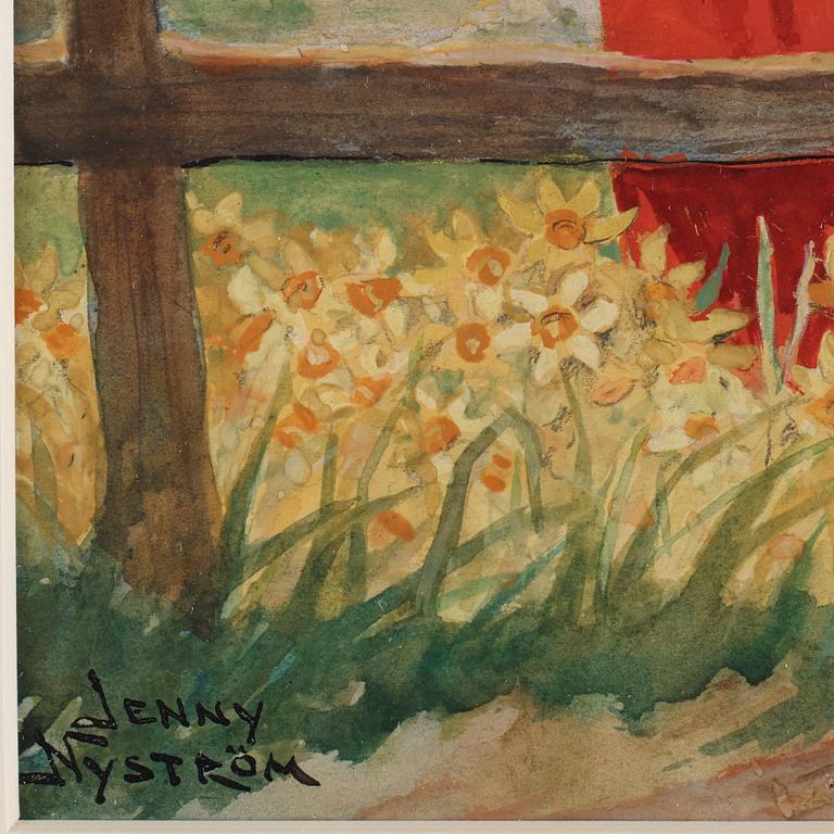 Jenny Nyström, 'Glad Påsk', Young girl with daffodils.