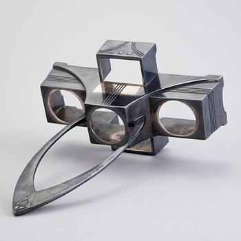 BORDSSURTOUT, Jugend, försilvrad metall och glas, WMF, Tyskland tidigt 1900-tal.