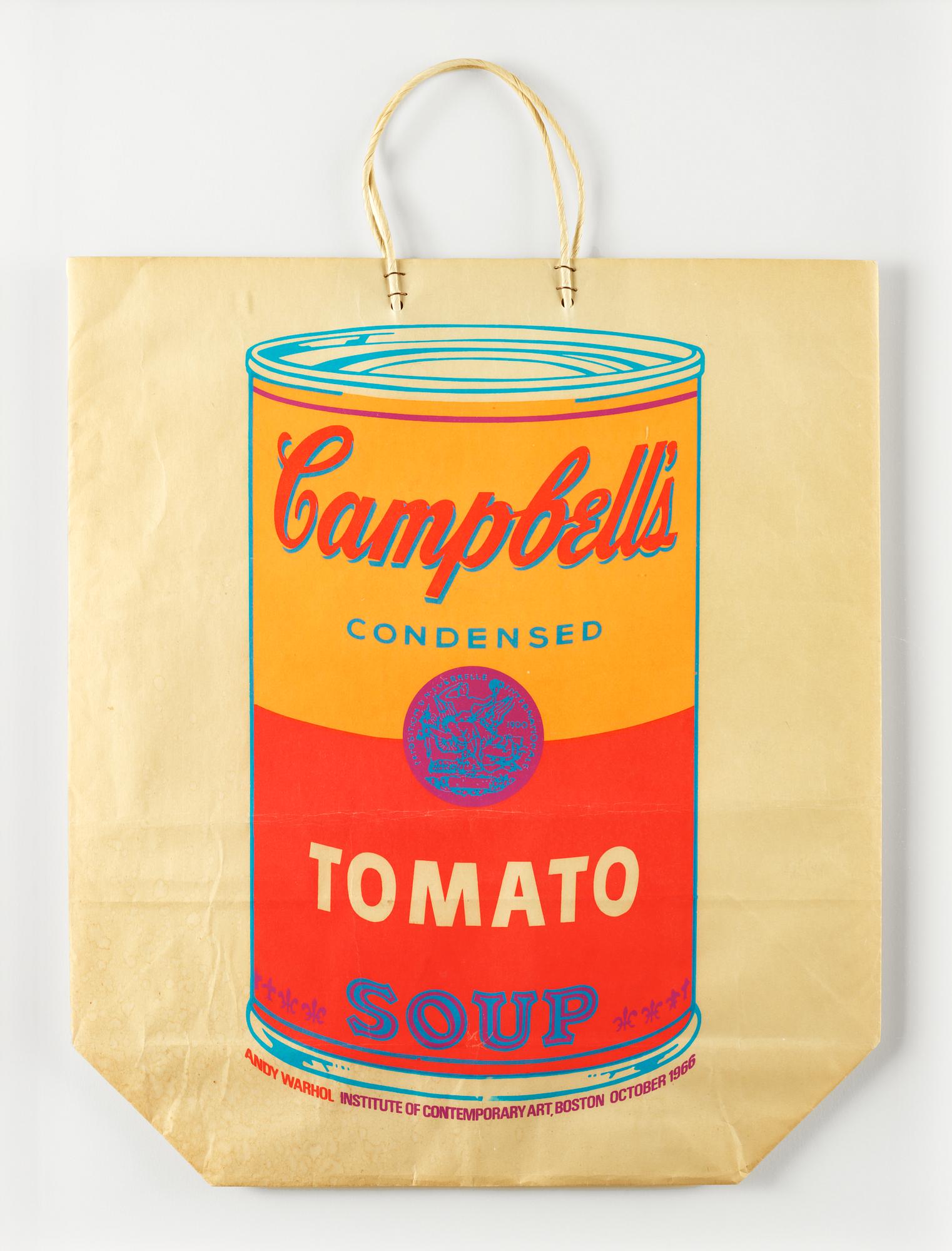 Andy Warhol, "Campbell's soup can on shopping bag".