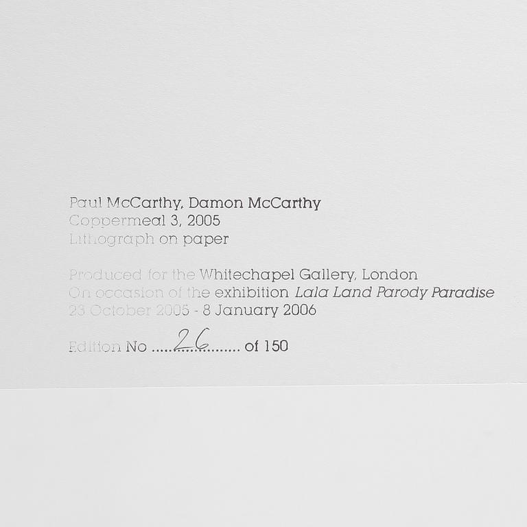 PAUL MCCARTHY, "Coppermeal 1,2,3", 3 st litografier signerade och numrerade, 2005. nr 26 och två nr 101,