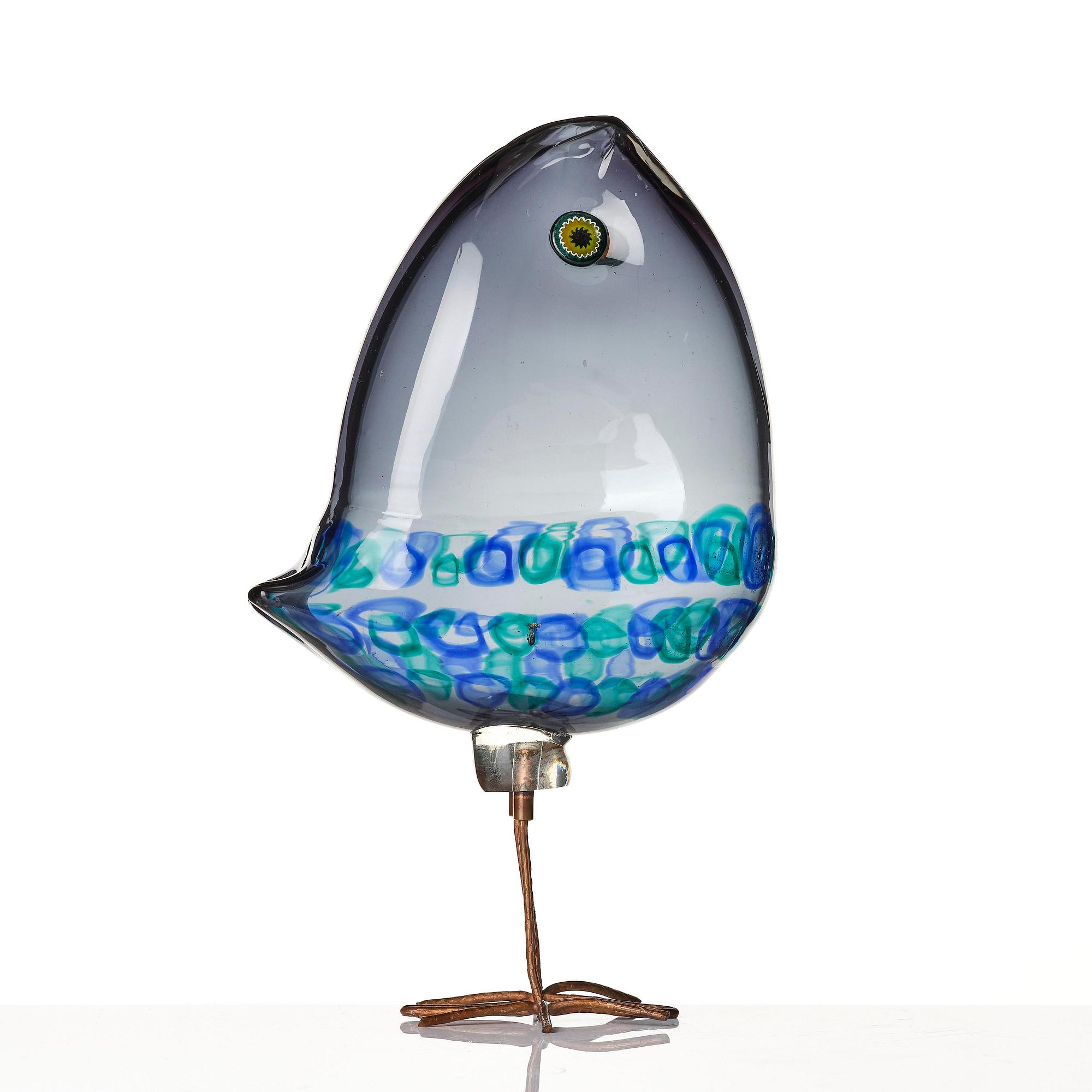 Alessandro Pianon, skulptur, "Pulcino", fågel, glas, Vetreria Vistosi, Italien, 1960-tal.