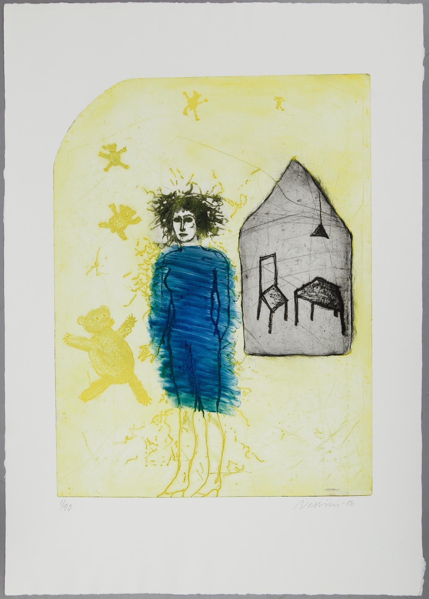 SUZANNE NESSIM, färgetsning, signerad och daterad -86, numrerad 1/90.