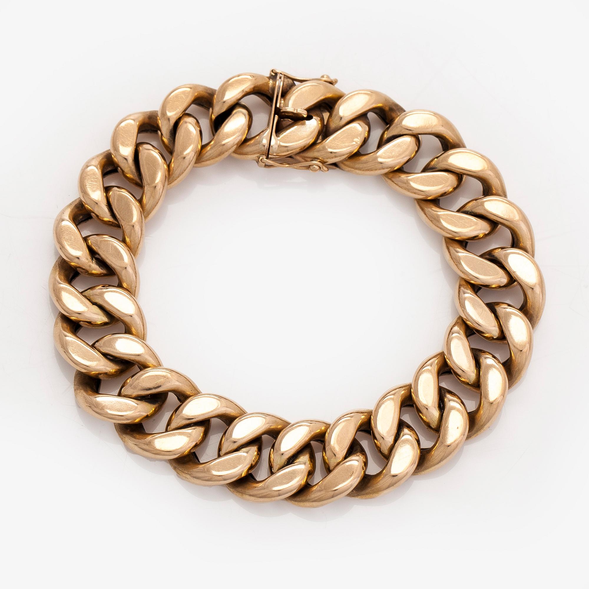 Rannekoru, panssariketju, 14K kultaa, Westerback, Helsinki 1977.