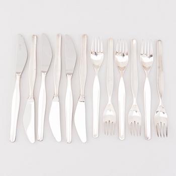 TAPIO WIRKKALA, A 57-piece set of 'Tapio' silver cutlery, Hopea-/Kultakeskus, Hämeenlinna, Finland 1961-76.