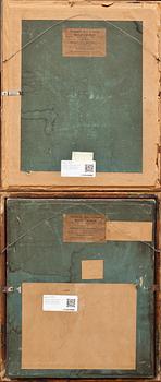 OKÄND KONSTNÄR, 2 st. Pasteller, signerad JD Doverny daterat 1874.