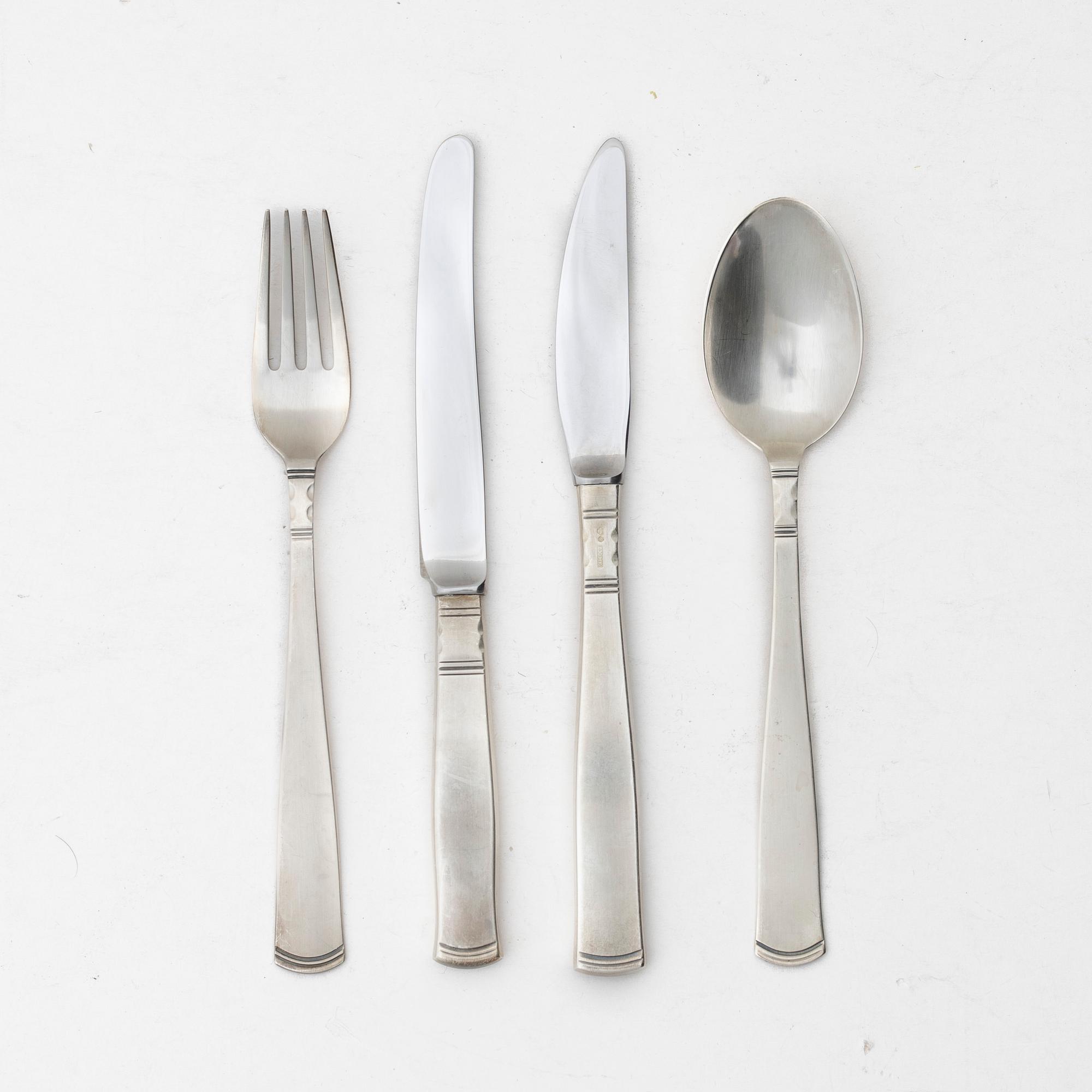 Jacob Ängman, A Swedish silver cutlery, 'Rosenholm', GAB, Stockholm and Eskilstuna, some 1987 (36 pieces).