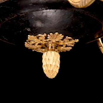 A Late Gustavian three-candle hanging-lamp from around year 1800.