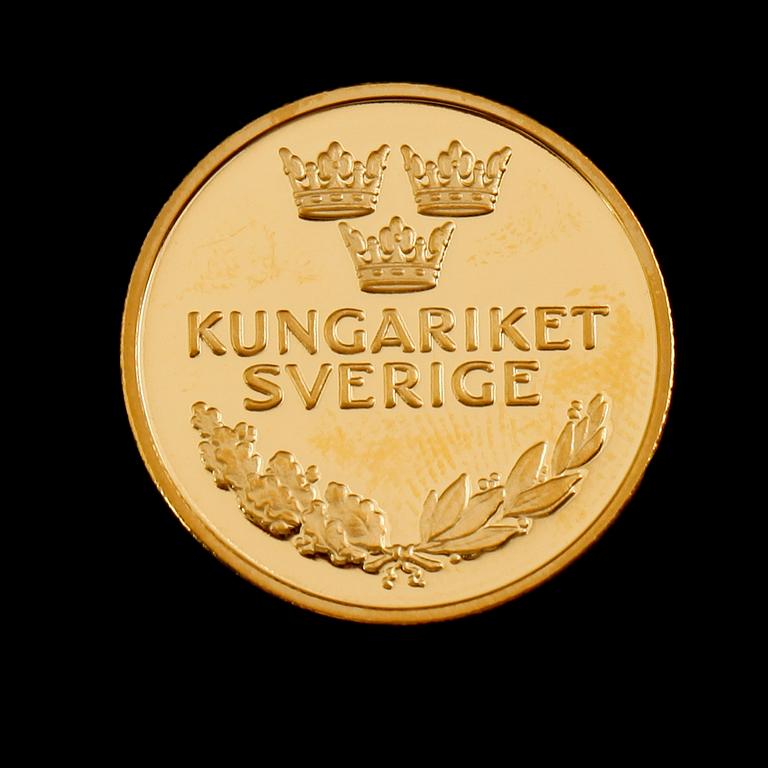 GULDMEDALJ, Kungariket Sverige, Oskar II, Unionsuppläsningen 1905. Vikt ca 8 gram.