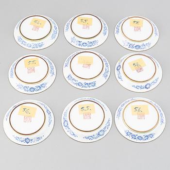 A set of 9 enamel on copper dishes, early 20th Century.