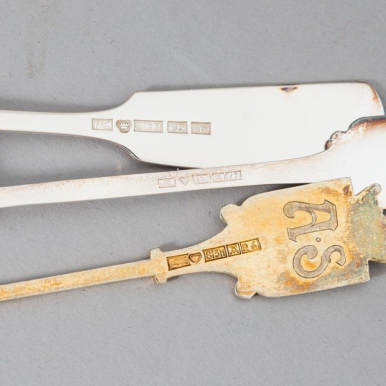 Coat of arms of Helsinki silver spoons, 39 pcs, Turku Finland 1936 - 1974.
