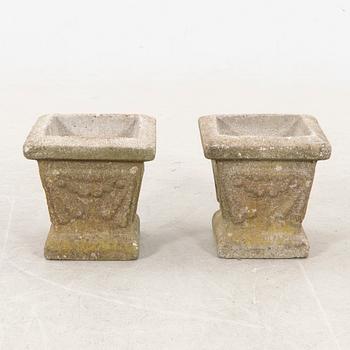 A pair of concrete garden pots middle of the 20th century.