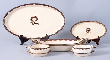 SERVISDELAR, 8 st, eldfast gods, "Pyro", 1929-1955, Wilhelm Kåge, Gustavsberg.