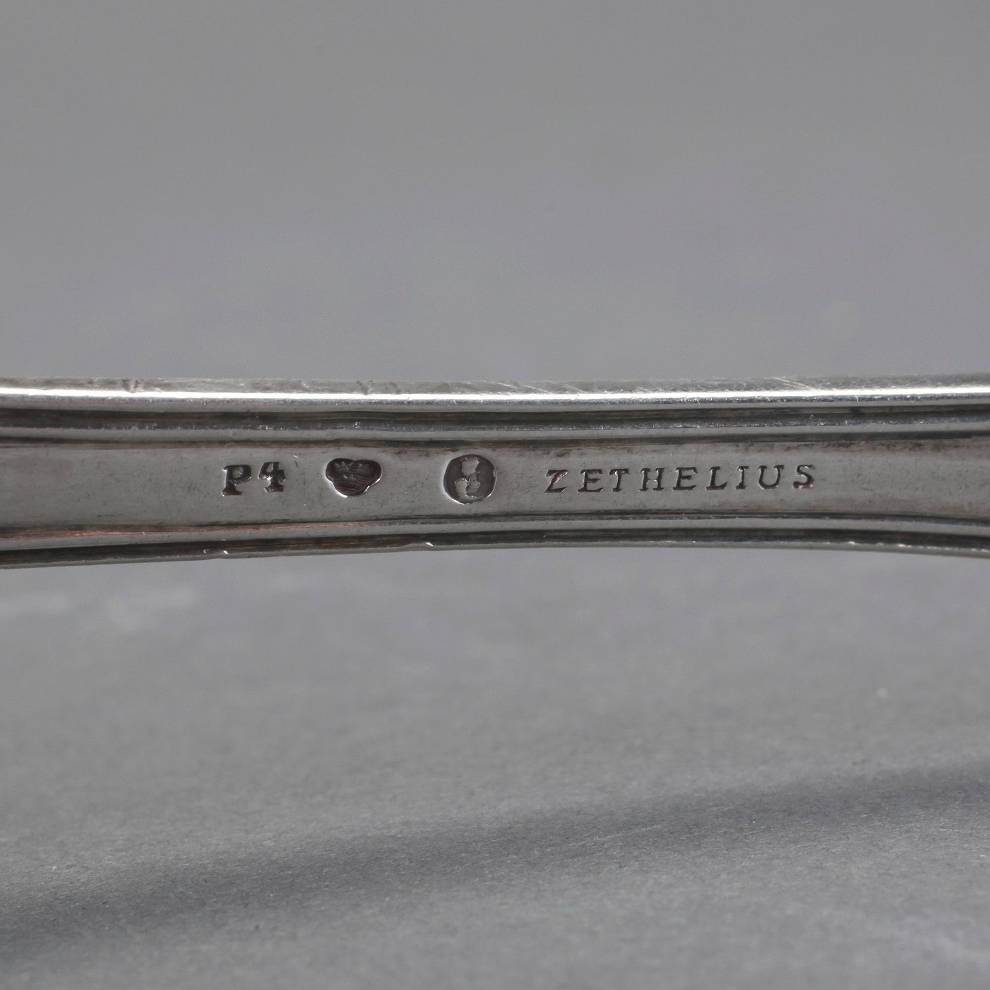 PARTI SKEDAR, 7st, silver, bla Adolf Zethelius, Stockholm, 1845. Total vikt ca 402g.