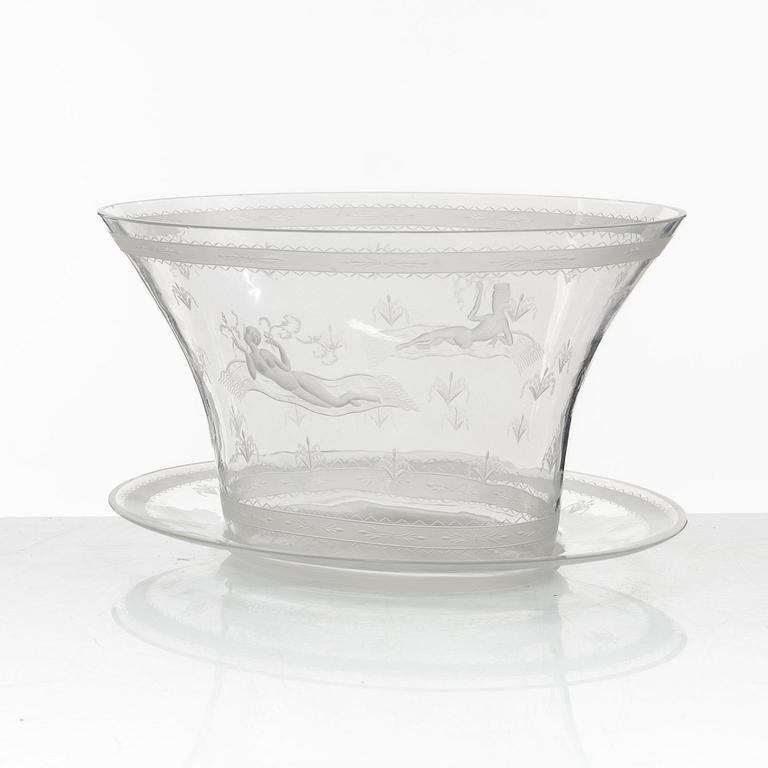 Edward Hald, skål med fat, modell 149, Orrefors.