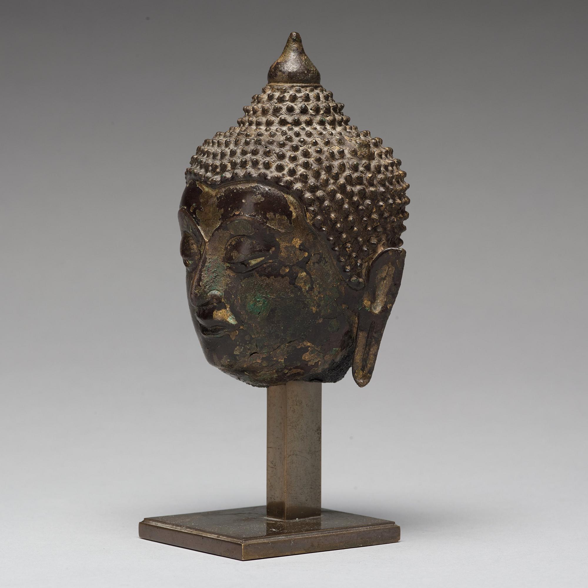 BUDDHAHUVUD, brons. Thailand, troligen 1700-tal.