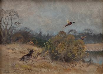 Lindorm Liljefors, Dog on a bird hunt.