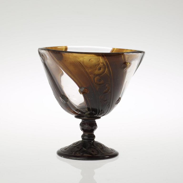 A Daum Art Deco applied cut glass footed bowl, Nancy, France.