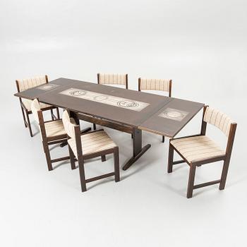 Poul H. Poulsen, dining set, 7 pieces, 1970s, Denmark.