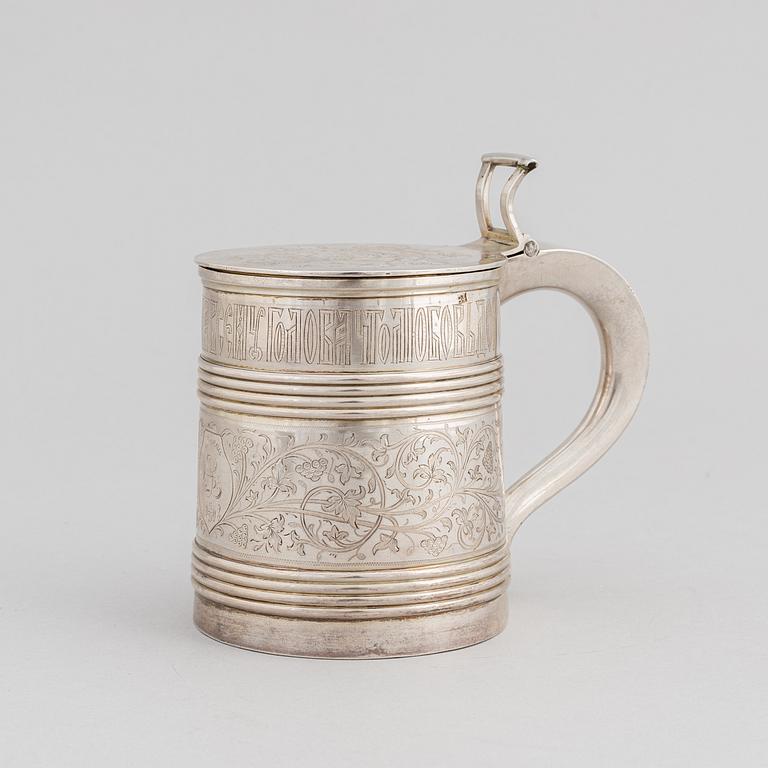 A Russian silver tankard, Moscow 1860.