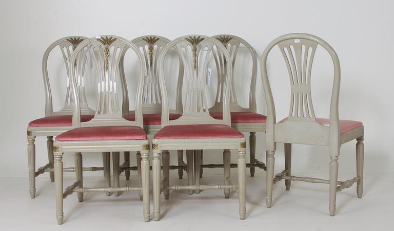 MATSALSMÖBLEMANG, 8 delar, gustaviansk stil.