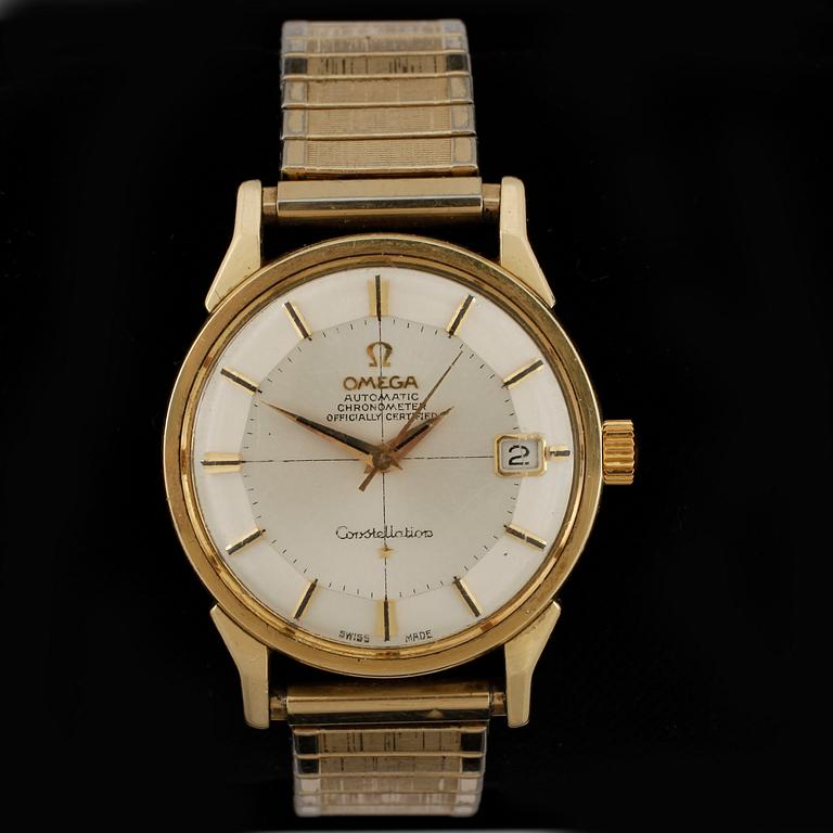 HERRARMBANDSUR, förgyllt stål, Omega Constellation, 1900-talets första hälft.