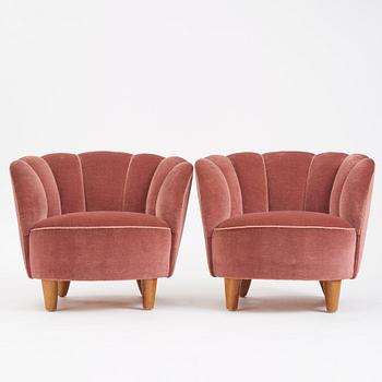 Otto Schulz, a pair of easy chairs, Boet, Gothenburg 1940s.