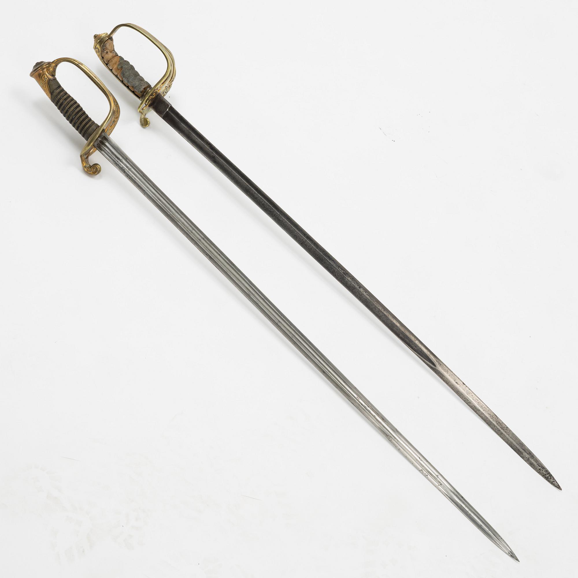 Two 19th Century sabres, Fraench and British.