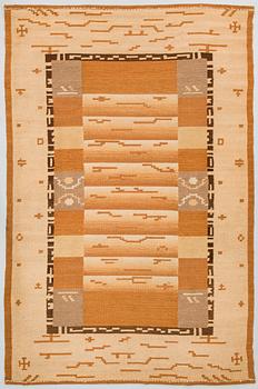 Margareta Ahlstedt-Willandt, A 1930s Finnish flat weave carpet for Lempäälän Mattokutomo. Circa 235x155cm.