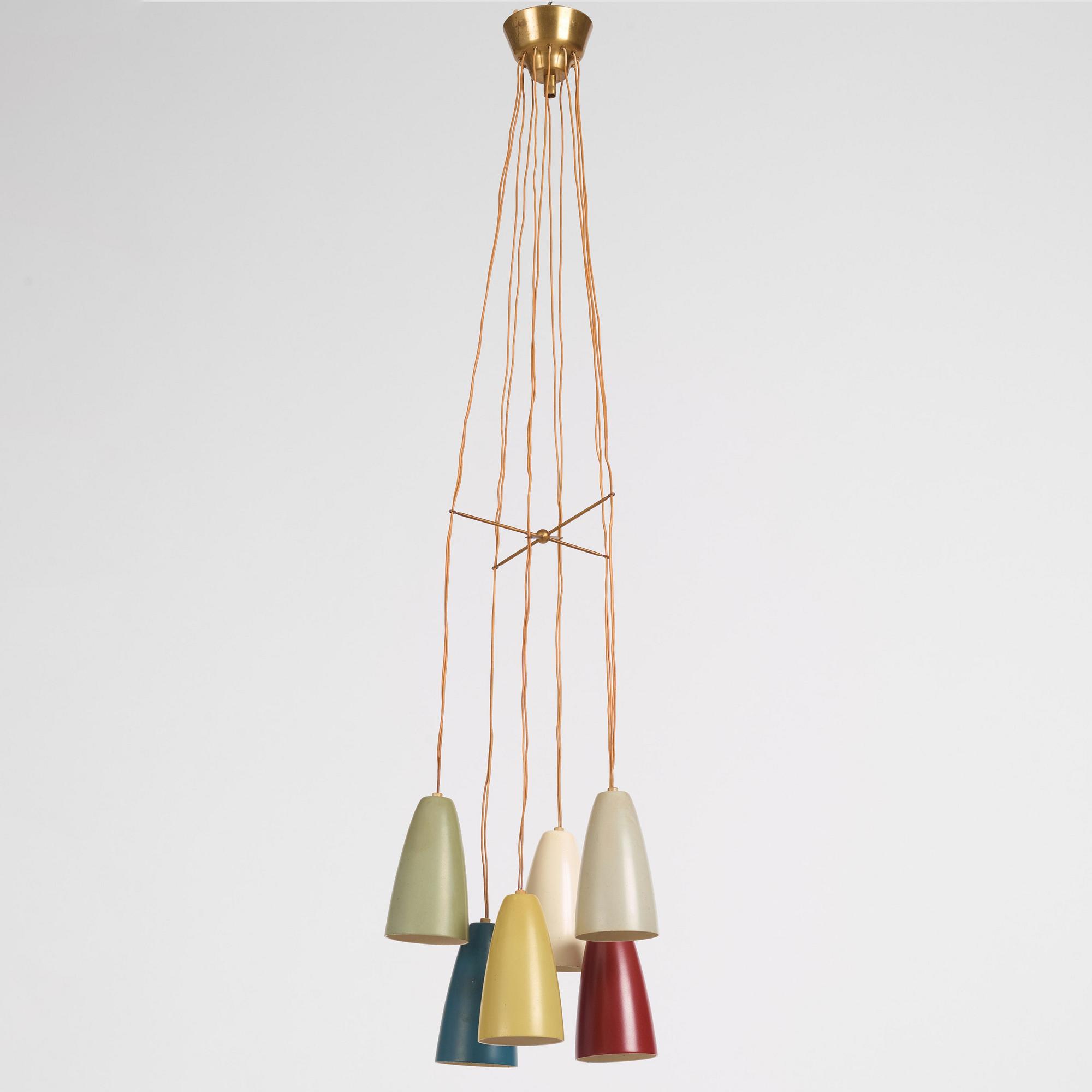 Hans Bergström, taklampa, modell "154/6", ateljé Lyktan, Åhus 1950-tal.
