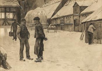 Carl Hedelin, ink and watercolour, signed.