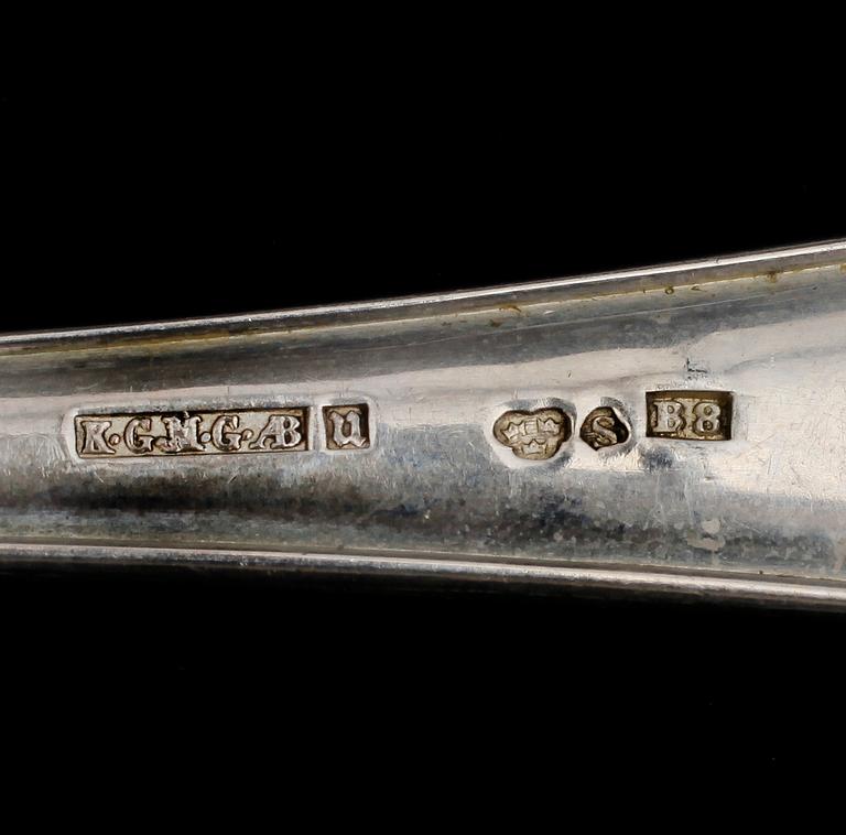 BESTICKSERVIS, 87 delar, silver K G Markströms Guldsmeds AB, Uppsala, 1900-talets första hälft. 4020 g.