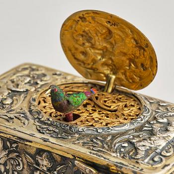Music box. gilded 800 silver. Germany, late 19th/early 20th century.