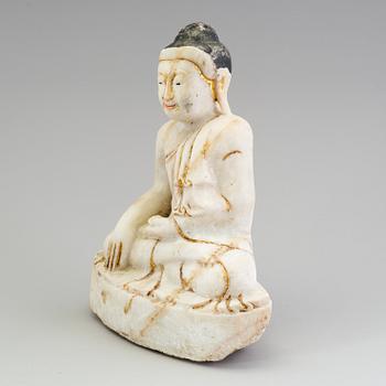 An alabaster figure of Buddha, probably Burma, 20th century.