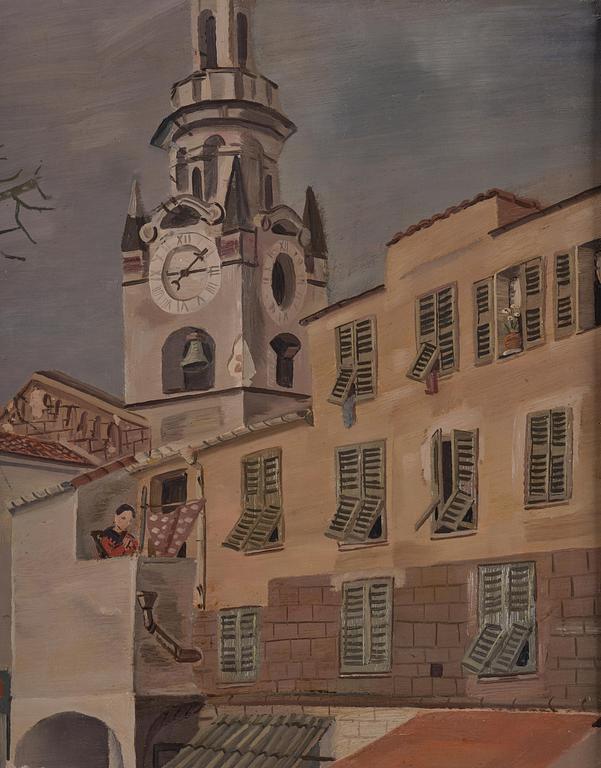 Acke Hallgren, "Domkyrkan", motiv från Piazza Muccioli, San Remo.