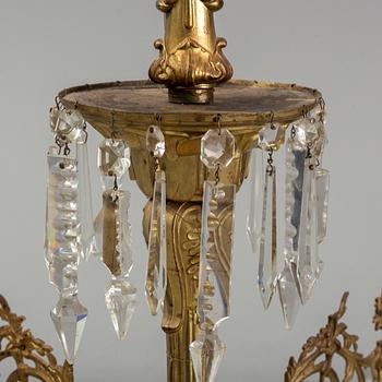 A late 19th century brass ceiling light.