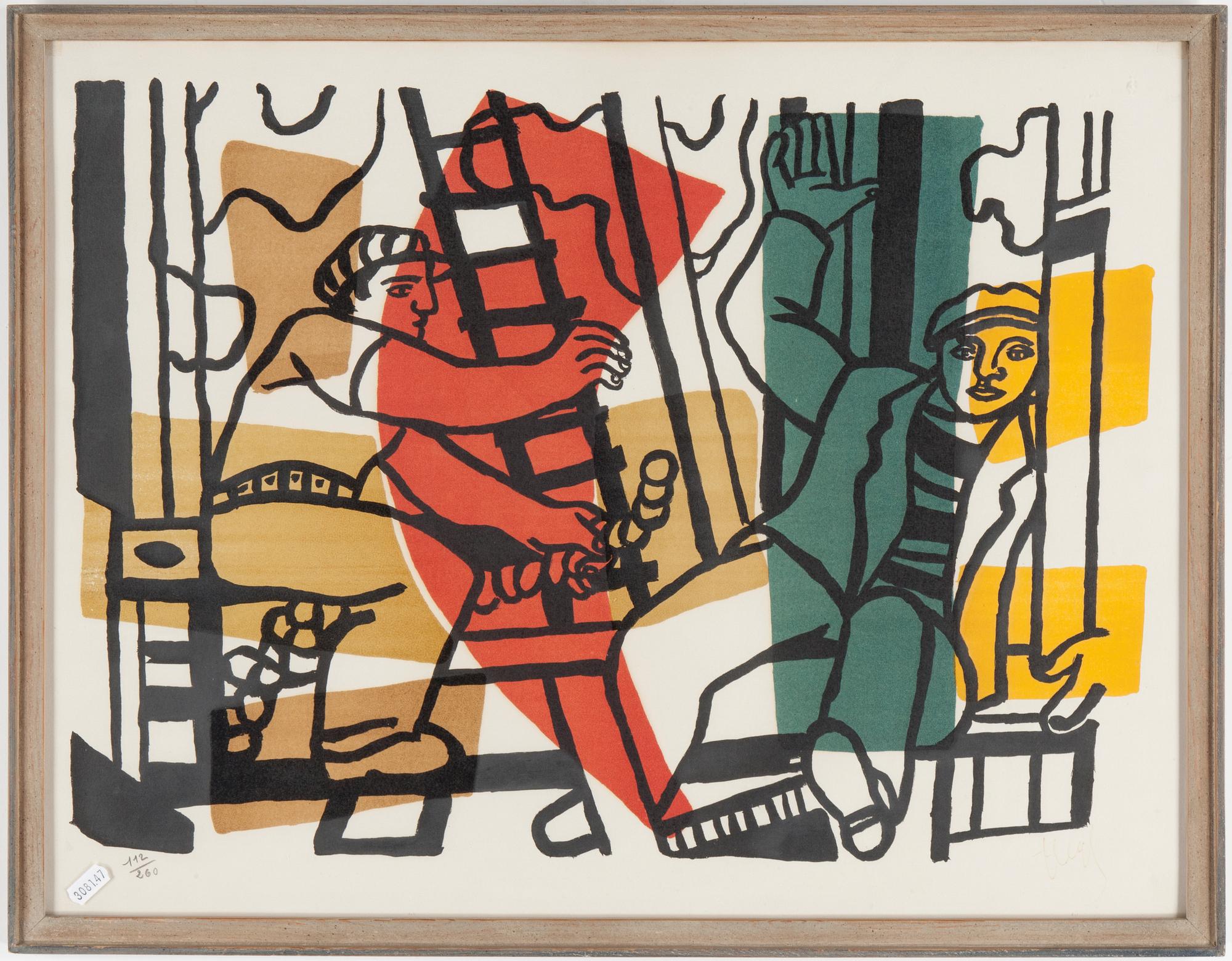 FERNAND LÉGER, litografi, "Les constructeurs", signerad samt numrerad 112/160.1955.