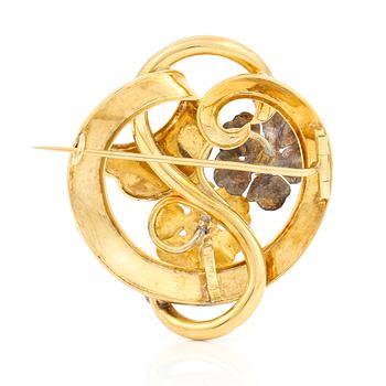 BROSCH, 18 k guld, Stockholm, otydliga stämplar, 1800-tal. Vikt ca 8 gram.