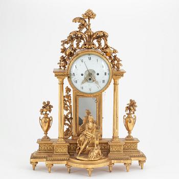 A Late Gustavian giltwood mantel clock, circa 1800.