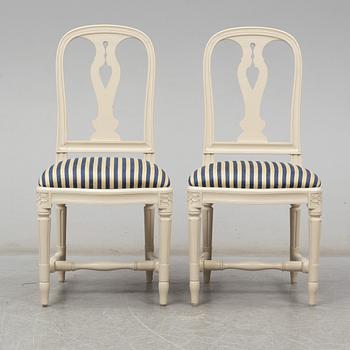 Six 20th century Swedish Gustavian style dining chairs from IKEA's 18th century collection.