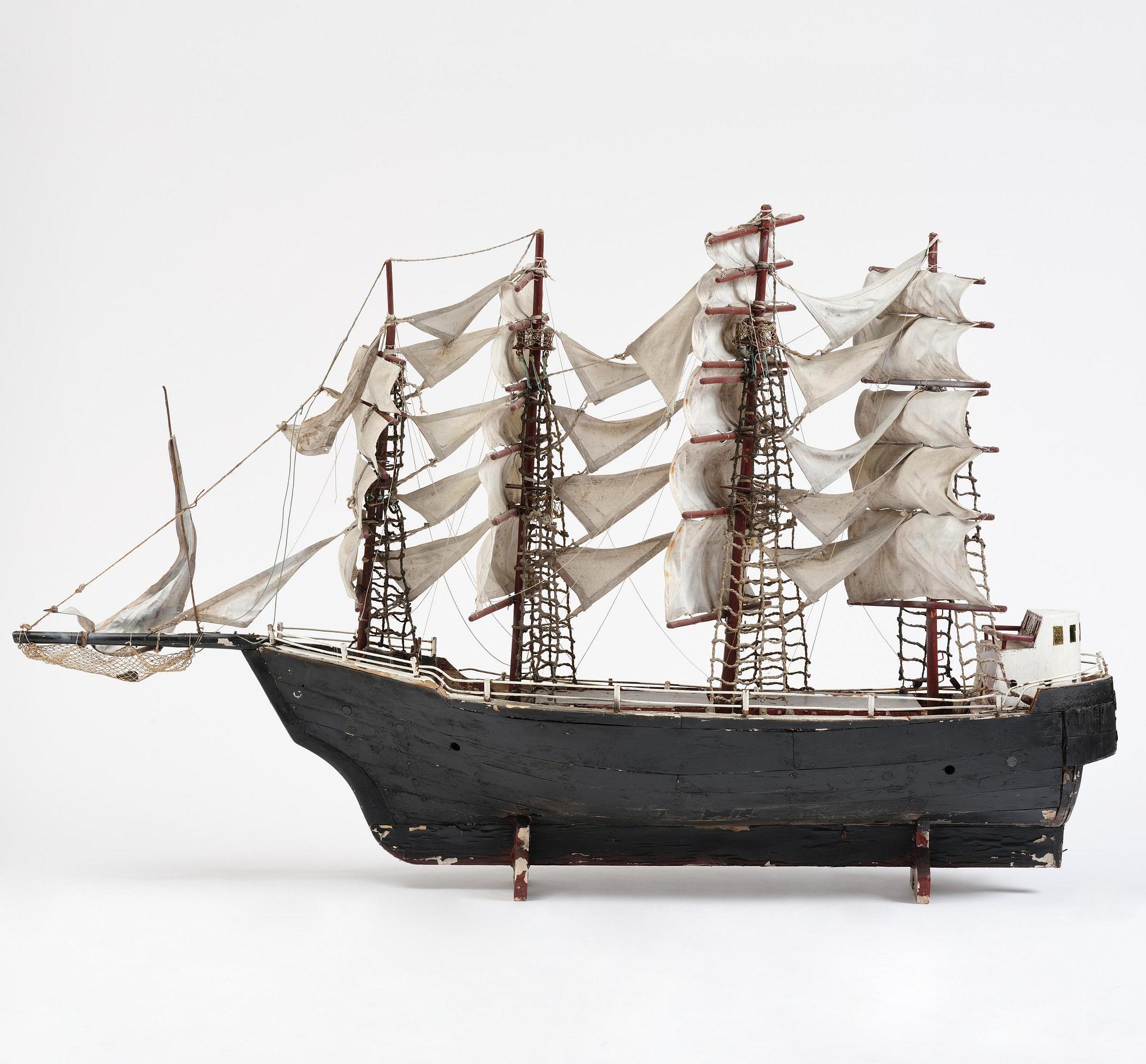 A modell of a ship from Brahestad, Finland, 19th century.