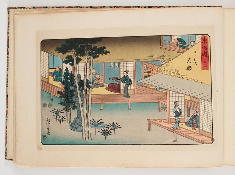 An album with Japanese woodblock prints after Ando Utagawa Hiroshige (1797-1858), mid 20th Century. (37 prints).