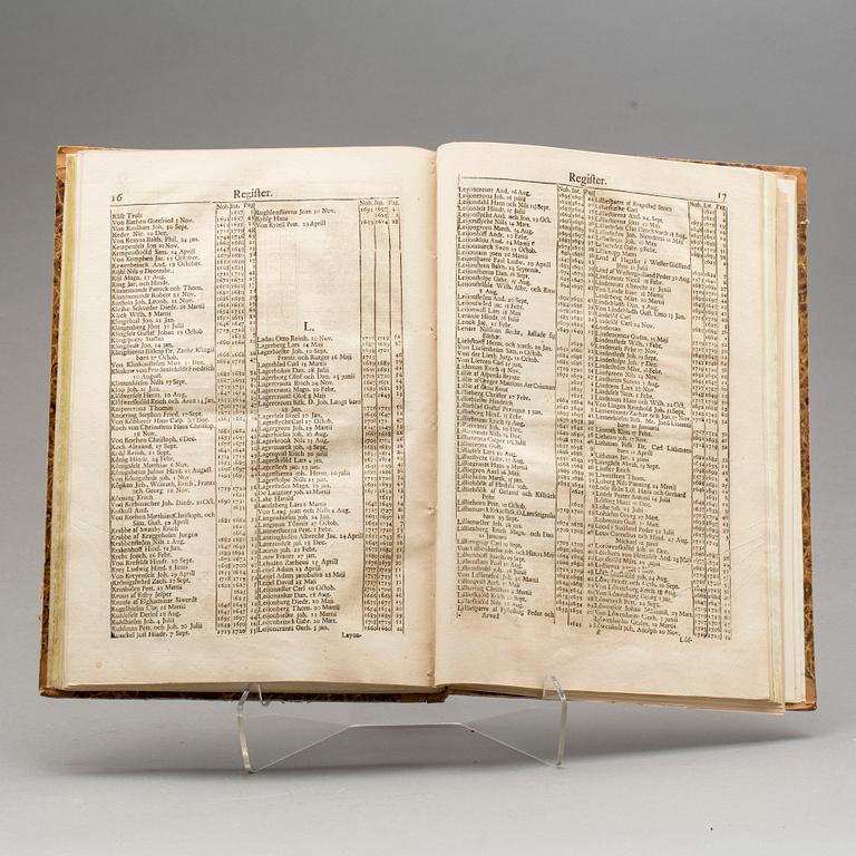 BOK, "Svea rikes Ridderskaps och Adels vapenbok", Stockholm 1764.